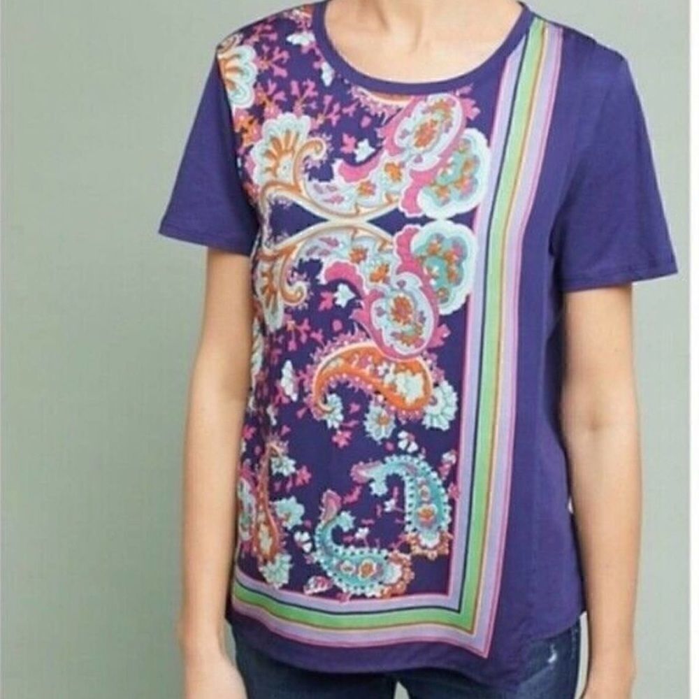 ANTHROPOLOGIE MAEVE Purple Bandana Paisley…‎